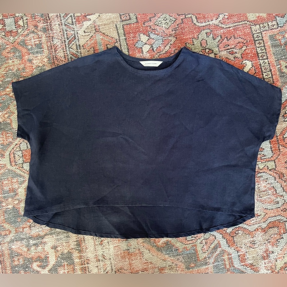 Elizabeth Suzann Linn Tee - Navy - Midweight Linen - OSM